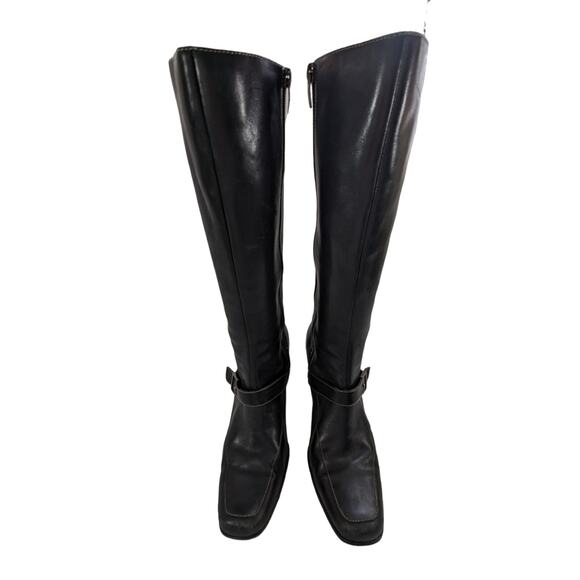 WORTHINGTON! BLACK GENUINE LEATHER ELASTIC INSET, BUCKLE & STRAP BOOTS! SZ 9M - Picture 4 of 12